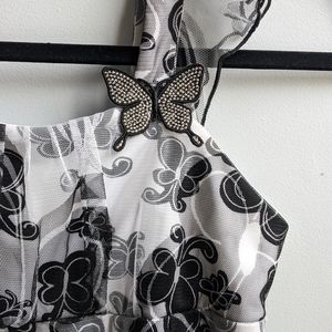 EUC....Whimsical  Black and White Butterfly Print Dress Girls Size 16